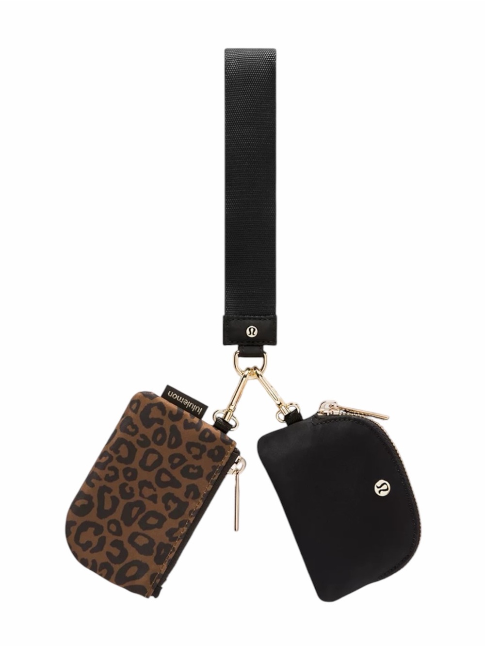 Lululemon Leopardo Shift Midi Desert Khaki Multi/Black/Gold Dual Pouch Wristlet